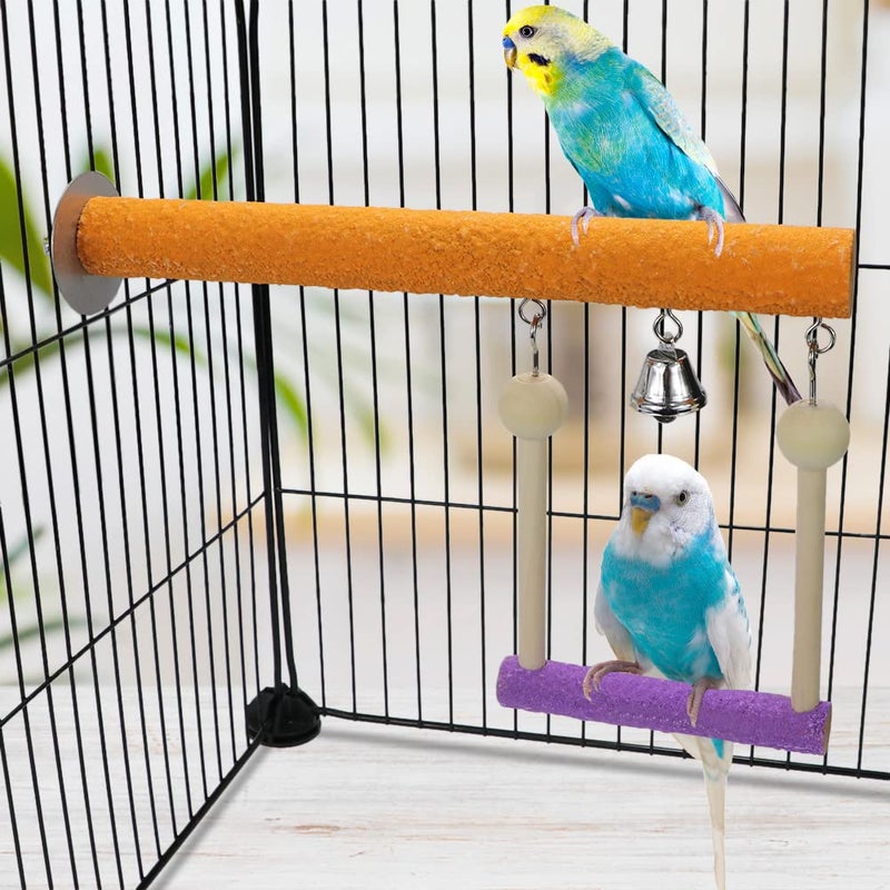Litewoo Bird Perch Swing Bell Toy Chew Grinding Claw Trim Beak for Parrot Parakeet Cockatiel African Grey Conure Cockatoo Lovebird Finch Canary Budgie Cage Accessories - Image 4